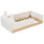 Lit plateforme simple tapissier avec coussins et sacs de rangement - Lit beige pour enfants et adolescents-607538119