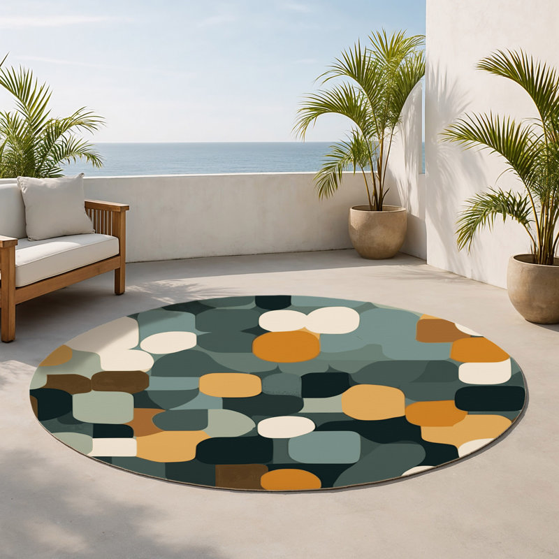 Square Spectrum Indoor And Outdoor Area Rug, Round 5'