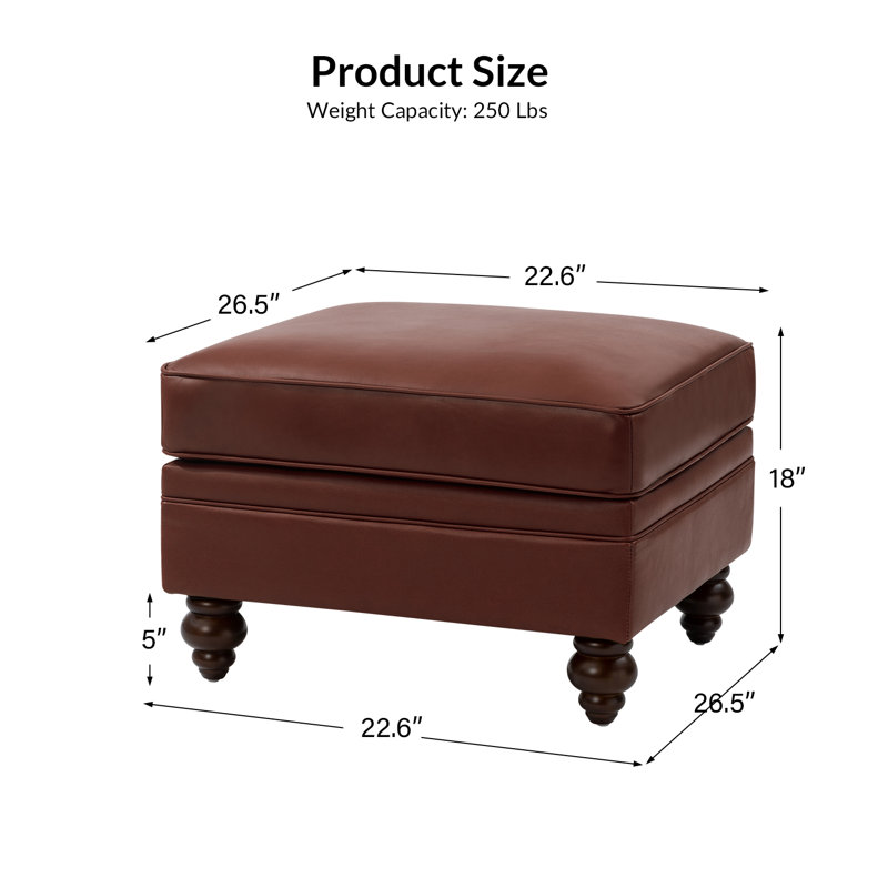 Blanchett Genuine Leather Ottoman, Brown