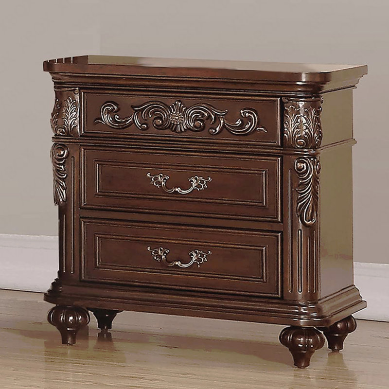 Table de chevet 1Pc, placage de cerisier, 2 tiroirs, poignée suspendue, table de chevet