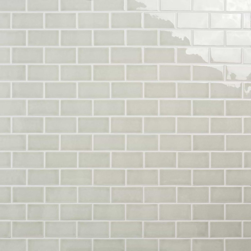 Nabi Subway 3x6 Crackled Glossy Glass Tile, Tundra Gray