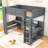 Jenri 1 Drawer Wood Loft Bed with Desk and Multi-storage Shelves and LED-1564587367