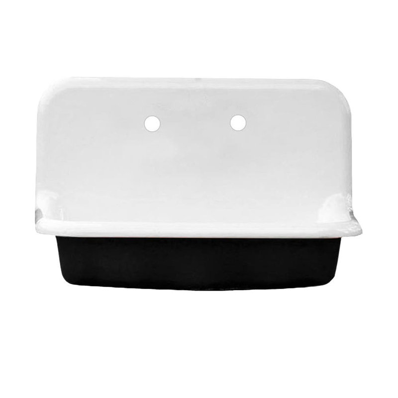 Évier de ferme de style campagnard L 20 po x l 20 po, Blanc / noir