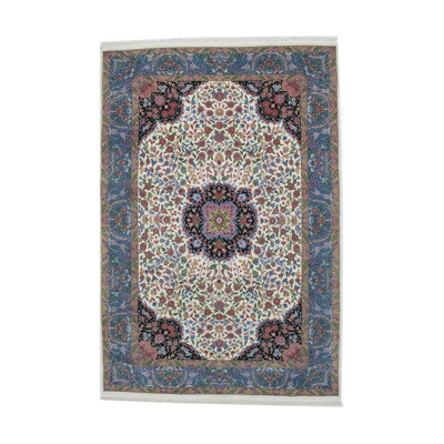 Cream Floral Classic Kirman Oriental Rug