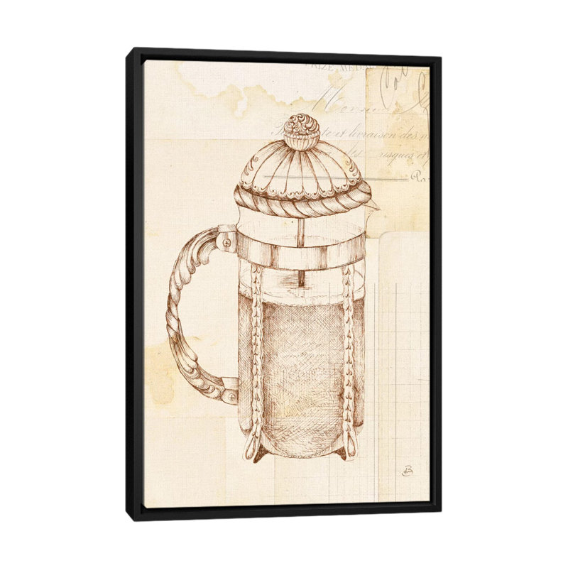 « authentique café ii », reproduction d’impression sur toile, H 26 po x l 18 po x P 1,5 po, Toile avec cadre noir