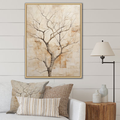 " Minimalism Beige Sycamore Tree Solitude II "