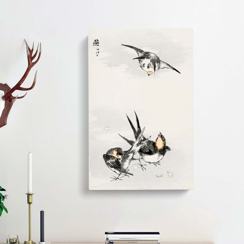Three Swallows by Numata Kashu - Wrapped Canvas, 76cm H x 50cm W x 3cm D