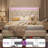 Twin Size Beige Upholstered Bed with Tufted Headboard, 2 Storage Drawers & LED Lights-1142561422-1143139541