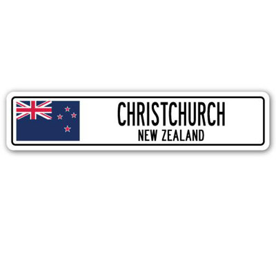 Plaque de rue en aluminium «Accomac Christchurch», drapeau de la Nouvelle-Zélande