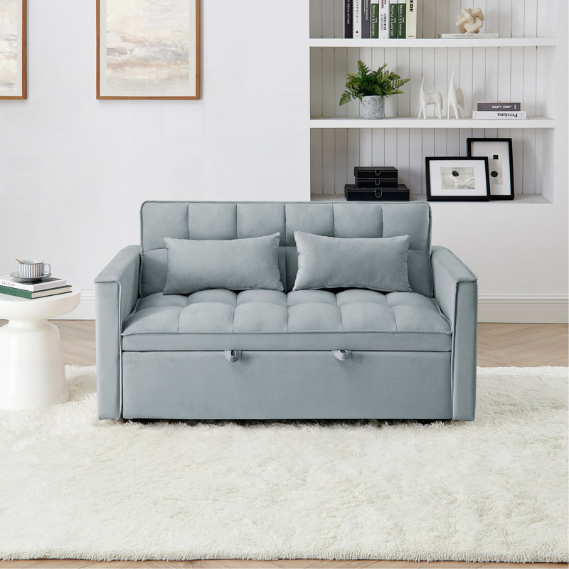 54.33 Inch Versatile Foldable Sofa Bed In 3 Lengths, Modern Sofa  Velvet Pull-Out Bed, Adjustable Back