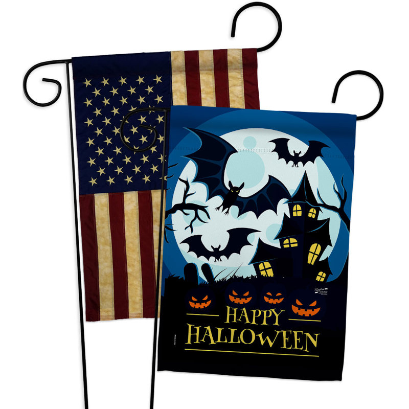 Drapeau de jardin d'Halloween à 2 côtés en polyester 19 x 13 po