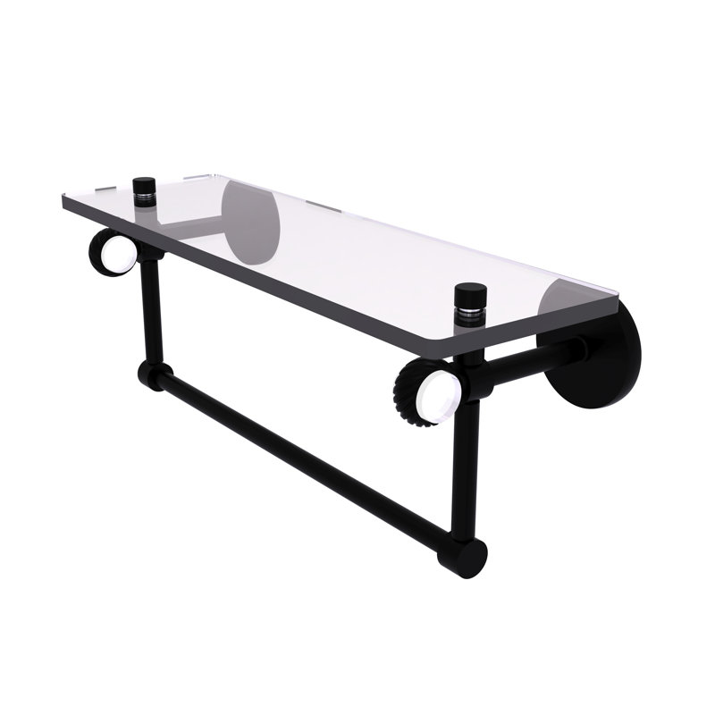 Tablette murale en verre Margolis, Noir mat, H 6,2 po x l 16 po x P 5,65 po