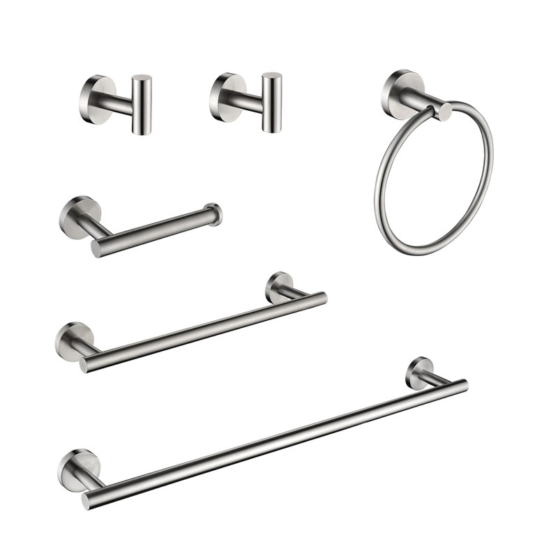 6 Piece Stainless Steel Bathroom Towel Rack Set Wall Mount, Brushed Nickel