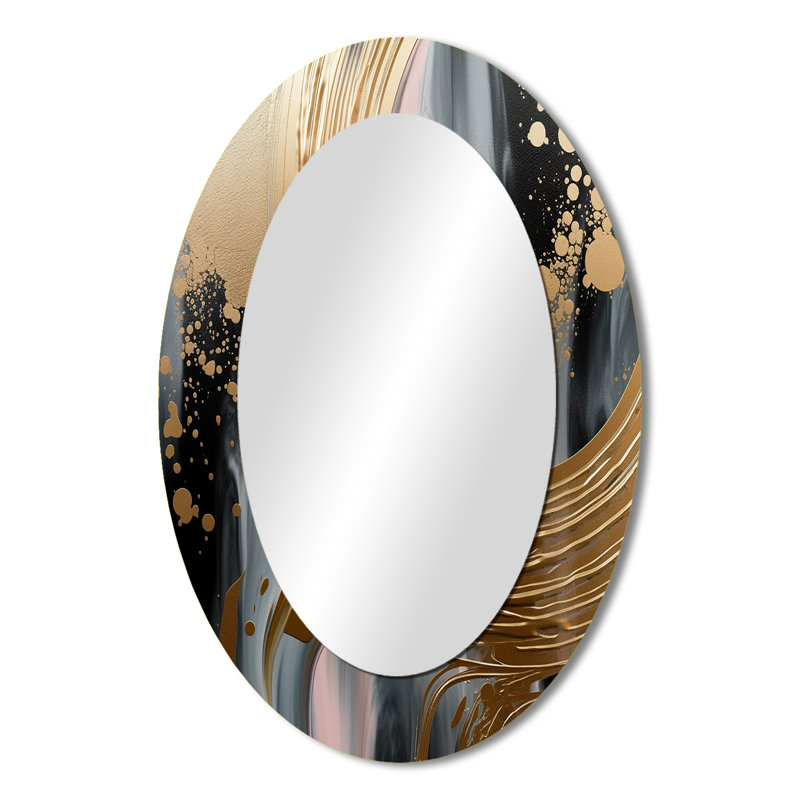 Décoration abstraite dorée et rose Infinity Circles - miroir ovale doré, 36 po x 24 po