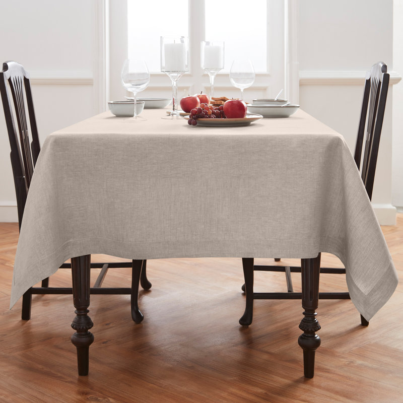 Diana - 100% Pure Linen Tablecloth, 120" L x 60" W, Light Natural, Solid Color