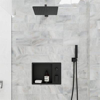 GT 12" Rain Head Shower System with Shower Niche and Handheld, Wall Mount