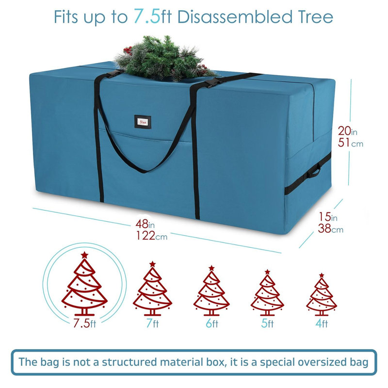 Sac de rangement pour arbre de Noël résistant à l'humidité, H 48 po x l 15 po x P 20 po