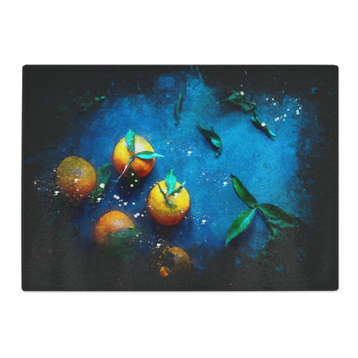 Tempered Glass Fresh Oranges Chopping Board