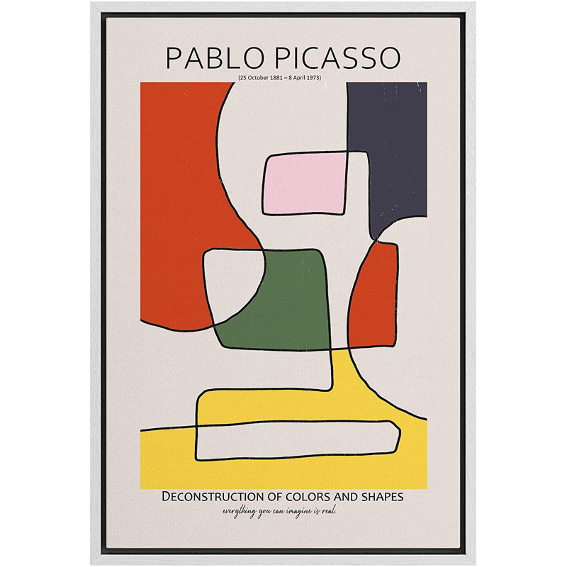 Dessin au trait, formes abstraites, illustrations par Pablo Picasso - Impression sur toile, H 36 po x l 24 po x P 1,5 po