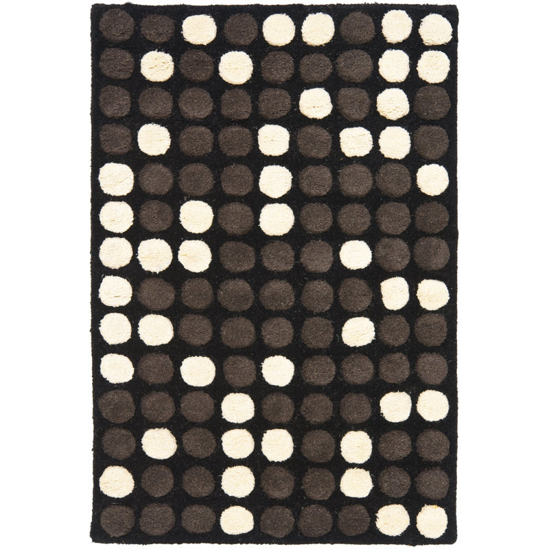 Tapis noir / blanc touffeté à la main Amier, Rectangle 2 pi x 3 pi