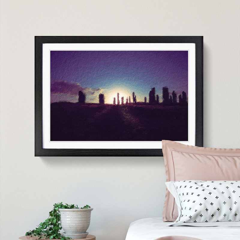 Standing Stones in the Isle of Lewis - Framed Print, 48cm H x 65cm W x 2cm D, Black Framed