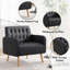 Fauteuil d'appoint capitonné en similicuir avec pieds et poches en bois-1750959370
