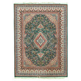 Hand Knotted Silk Oriental Area Rug in Red
