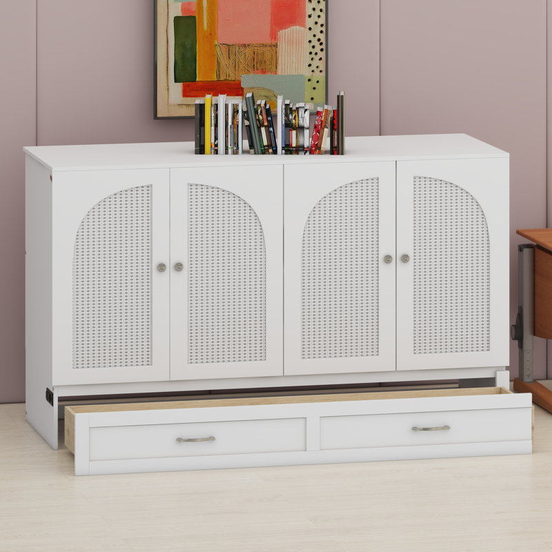 Lit escamotable avec tiroirs de rangement Murphy, White