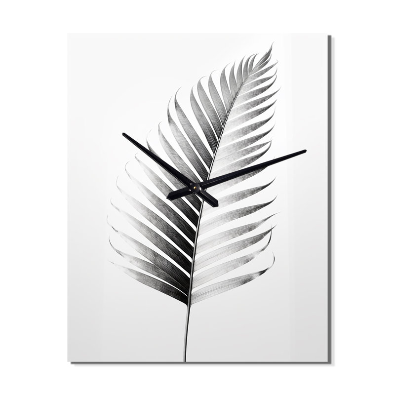 Minimal Botanicals Single Leaf I - Flowers Wall Clock, Large