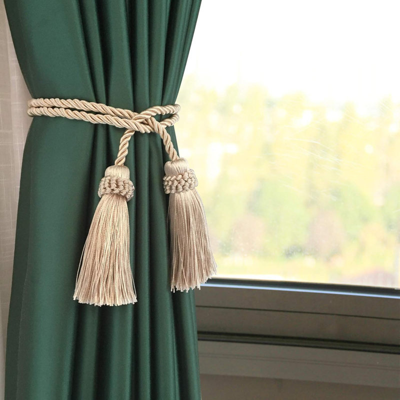 Tassel Curtain Tiebacks 2 Pack, Beige