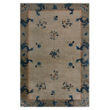 Antique Peking Floral Design Chinese Wool Pile Knotted Rug