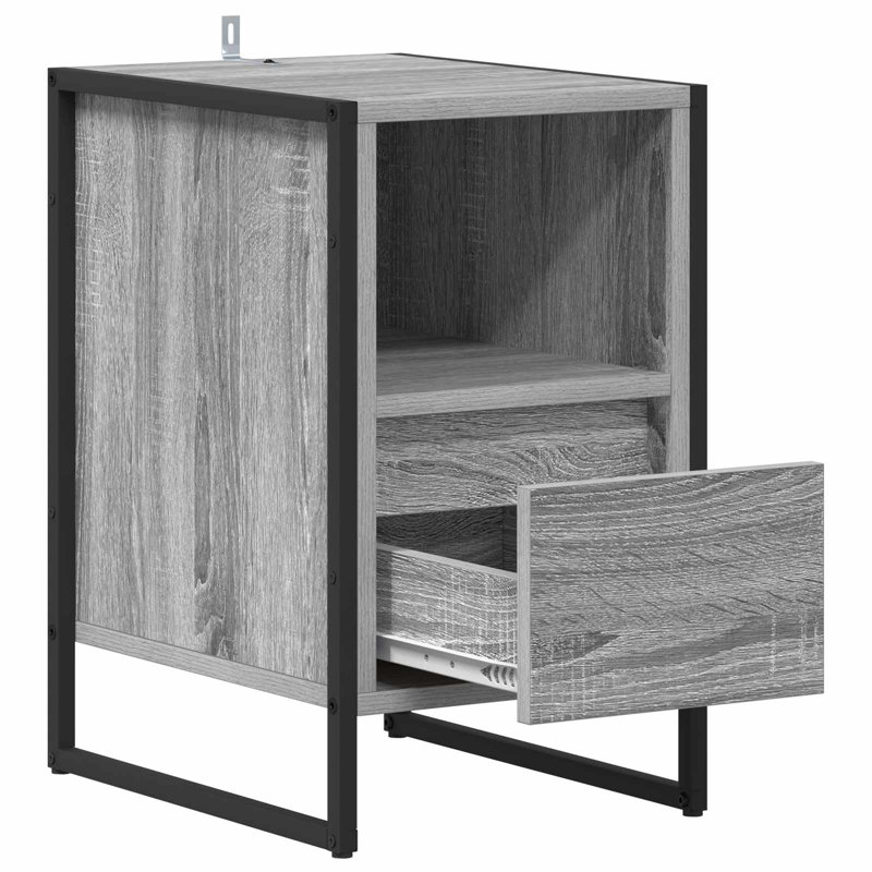 39.5cm W Manufactured Wood Bedside Table, Grey Sonoma