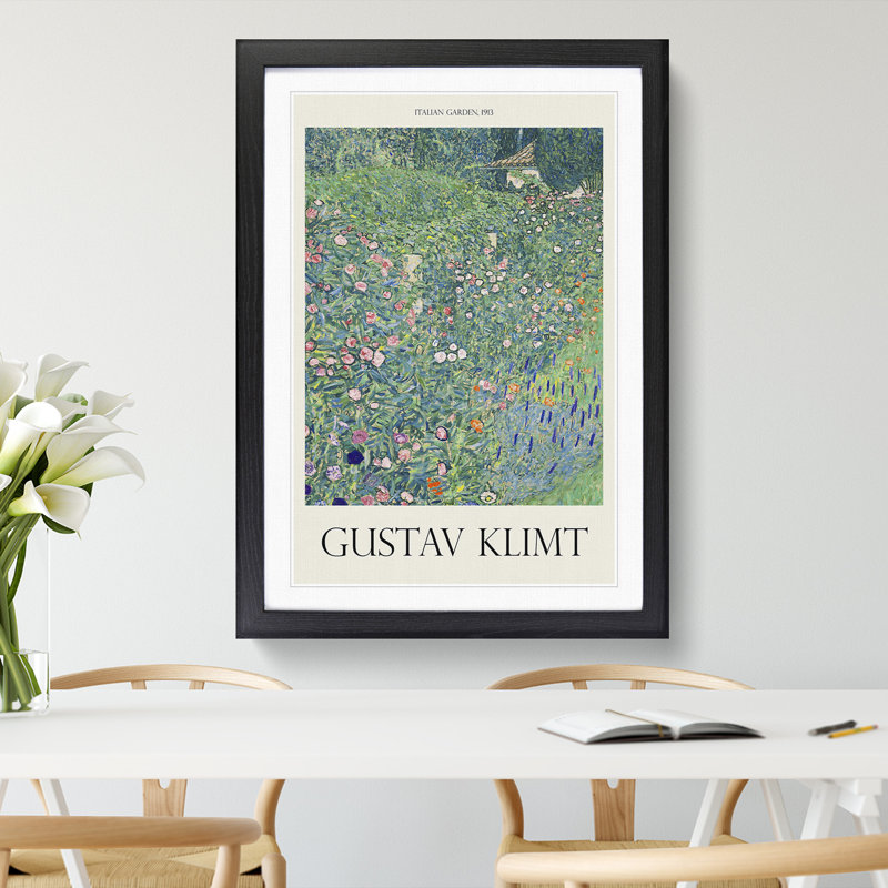 Italian Garden by Gustav Klimt - Framed Print, 65cm H x 48cm W x 2cm D, Black Framed
