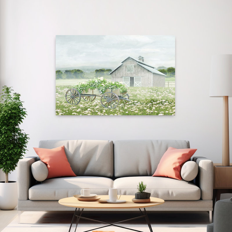 Art contemporain contemporain, paysage de cheval rustique moderne, H 40 po x l 60 po