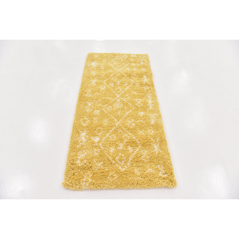Jonnye Southwestern Area Rug, Square 8', Yellow/Ivory