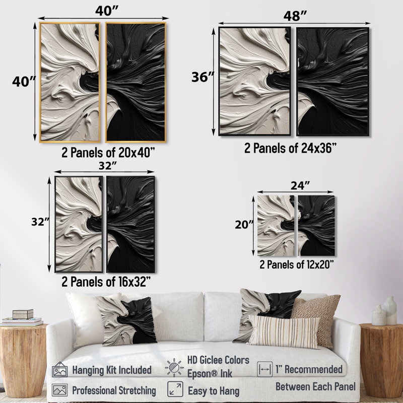 Black White Marbled Dreamscape III - Abstract Geometric Large Wall Decor, 40" H x 40" W, Black, Floater Framed Print