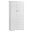 Grande armoire de rangement pour salle de bain, armoire avec deux portes et deux tiroirs, tablette réglable, panneau de fibres à densité moyenne, blanc