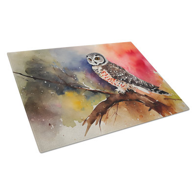 Northern Hawk Owl Glass Cutting Board