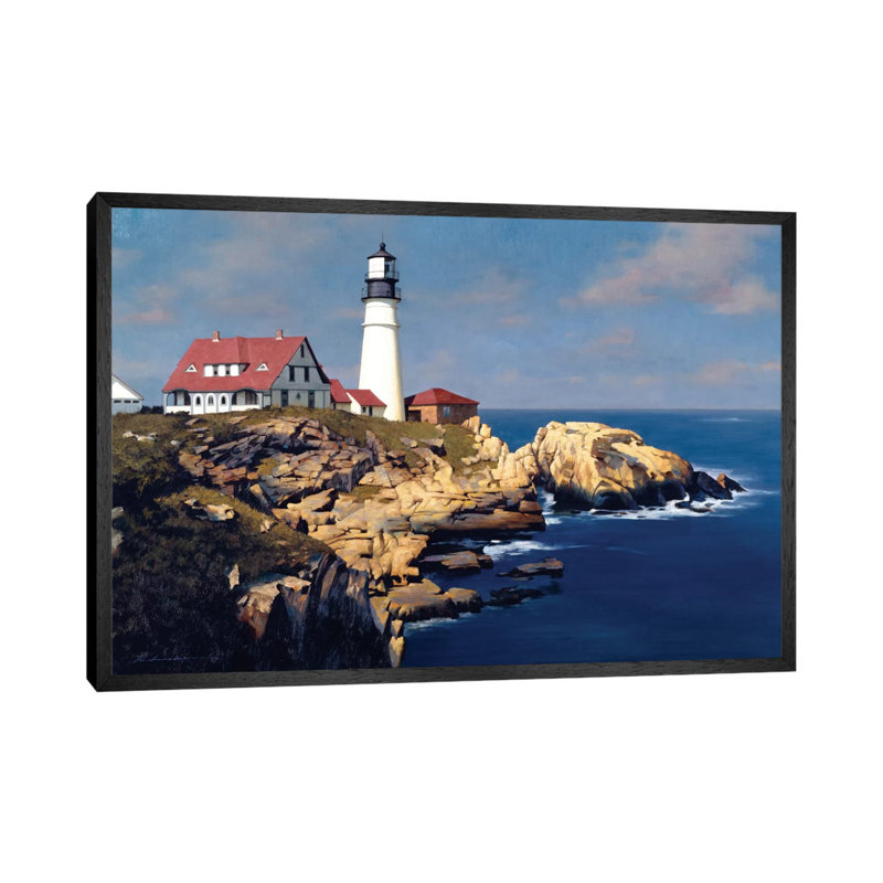 Coastal Lighthouse by Zhen-Huan Lu - Wrapped Canvas Print, 152.5 cm H x 101.5 cm W, Black Floater Frame