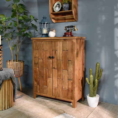 Banc de rangement en bois manufacturé brun