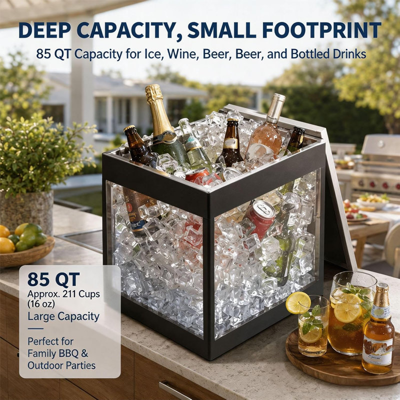 Glacière encastrée de 85 QT, avec couvercle à charnière, 85 pte