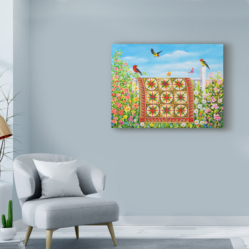 « new day quilt », reproduction de peinture à l’acrylique sur toile tendue, H 24 po x l 32 po x P 2 po