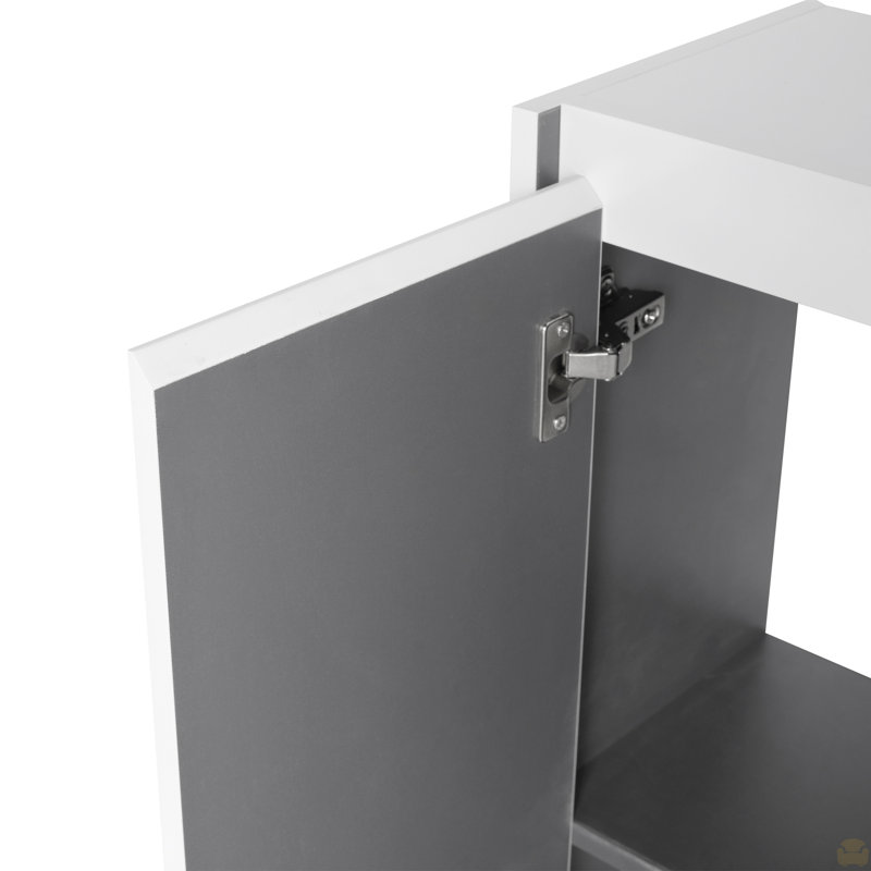 Armoire latérale de salle de bain 12 po, portes à fermeture douce, conception à fixation flottante, Blanc