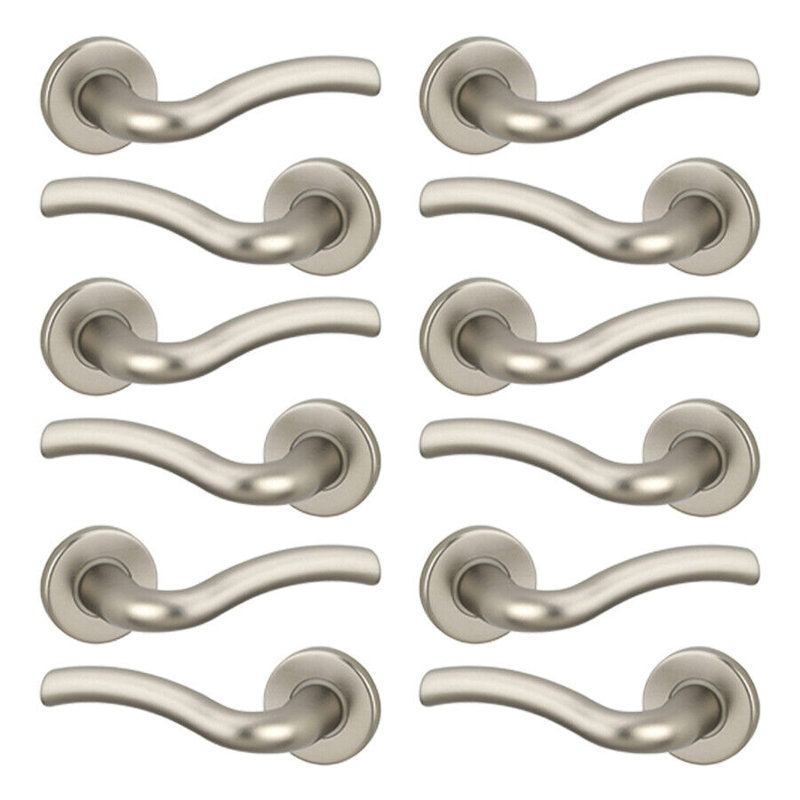 Door Handle, Satin Nickel Rose