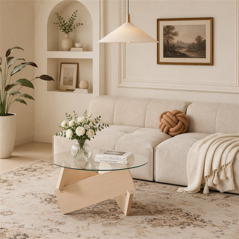Table basse ronde moderne, Brun