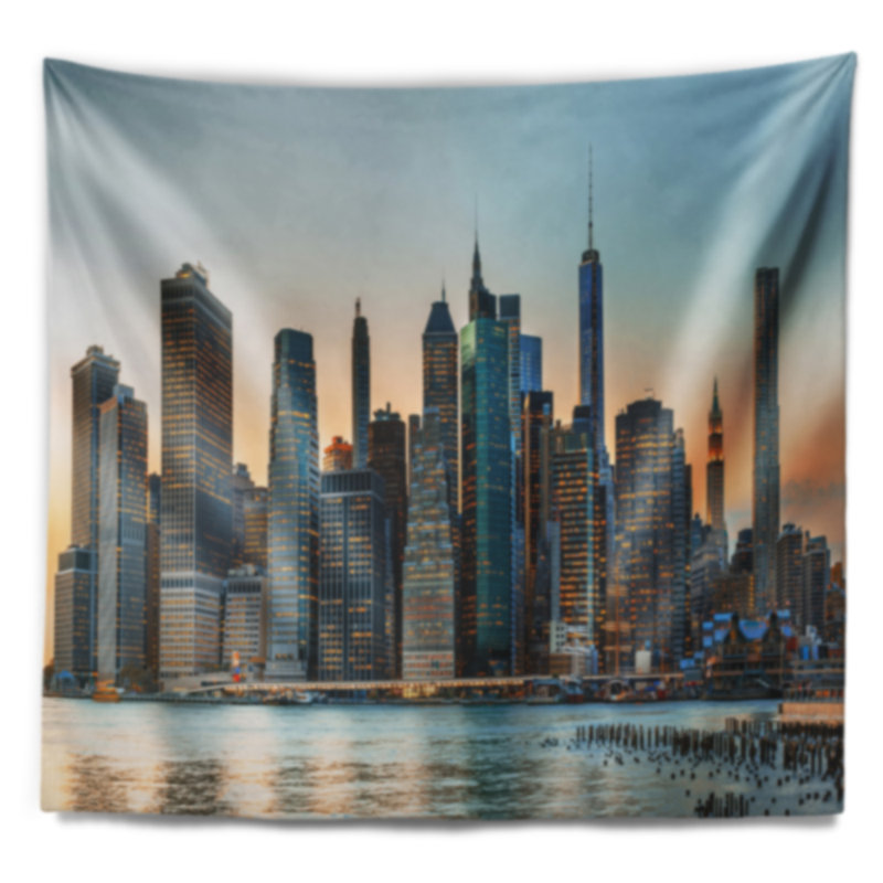 Photographie new york city skyline tapisserie, H 78 po x l 92 po