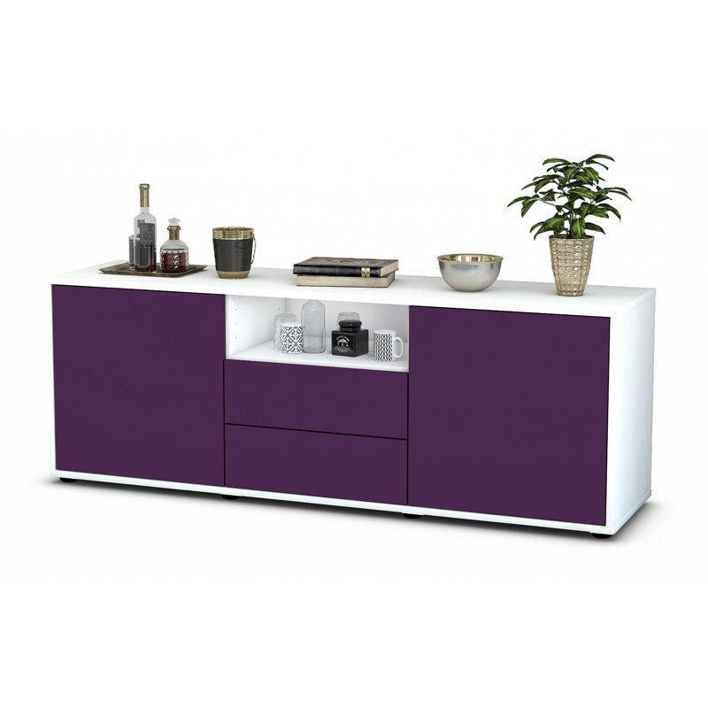 Wyche Unfinished TV Stand for TVs up to 60", Purple / Matte White