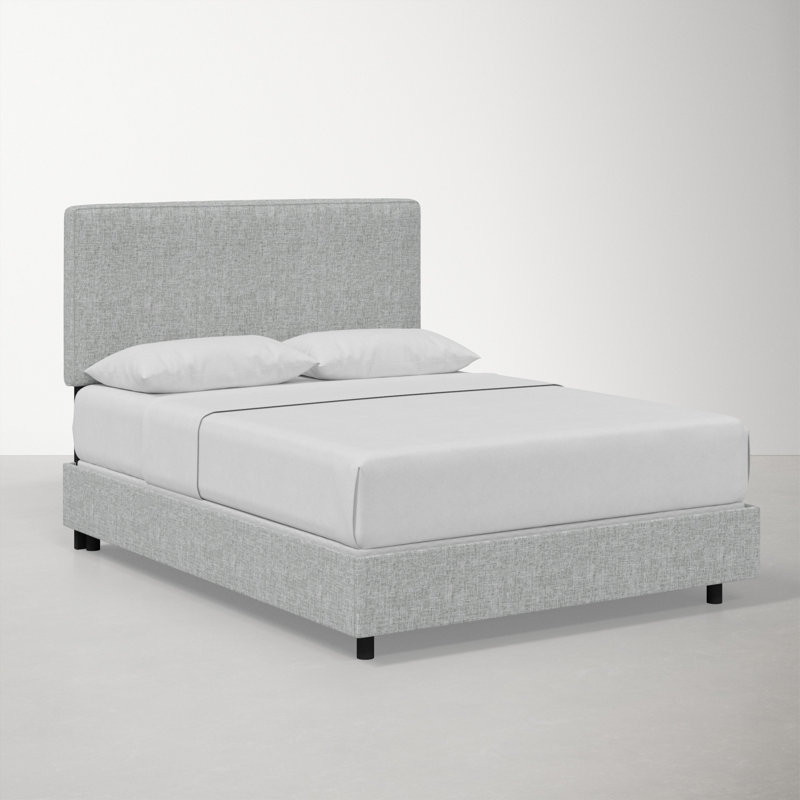 Lit tapissier standard en coton Marquise, Lit simple, Lin texturé pierre ponce Zuma