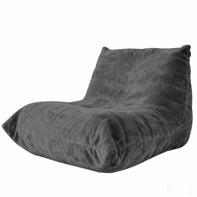 Ftmmc-Huise Ergonomic Bean Bag Chair With 5-Way Body Support, Warm Gray Chenille