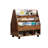 Double Sided Mobile Bookcase Display Stand,4 Tier Wood Open Book Shelf Magazine Bookshelf,Retro-1190865949